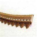 close up view of brown leather welting
